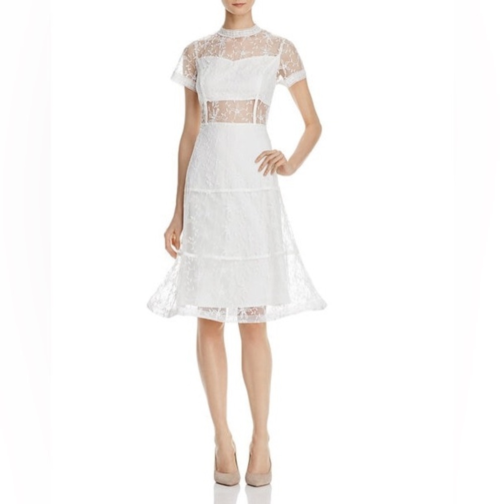 Aqua Only Ours White lace bridal weekend/shower dress